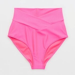 NWT Aerie Shine Rib Crossover High Waisted Bikini Bottom